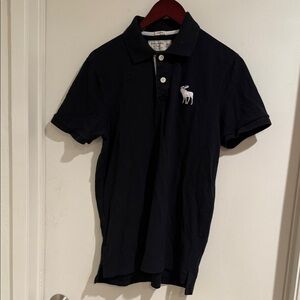 Men's Abercrombie & Fitch Medium Black Muscle Polo Moose Logo Shirt EUC